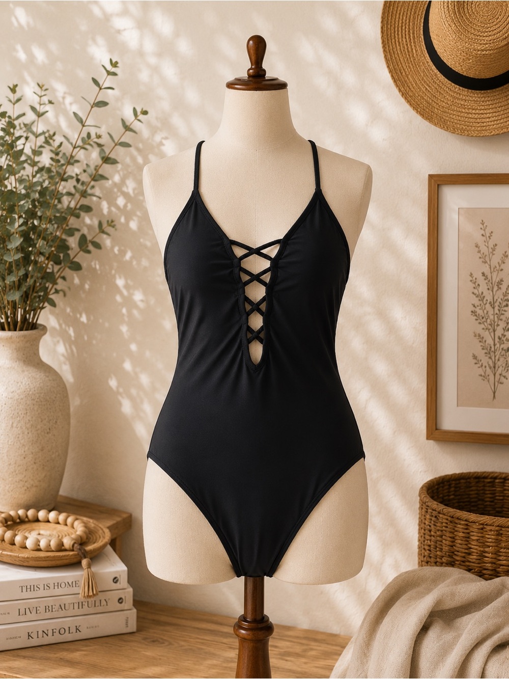 Victoria’s Secret Black One Piece Swimsuit Size Large NWOT EUC